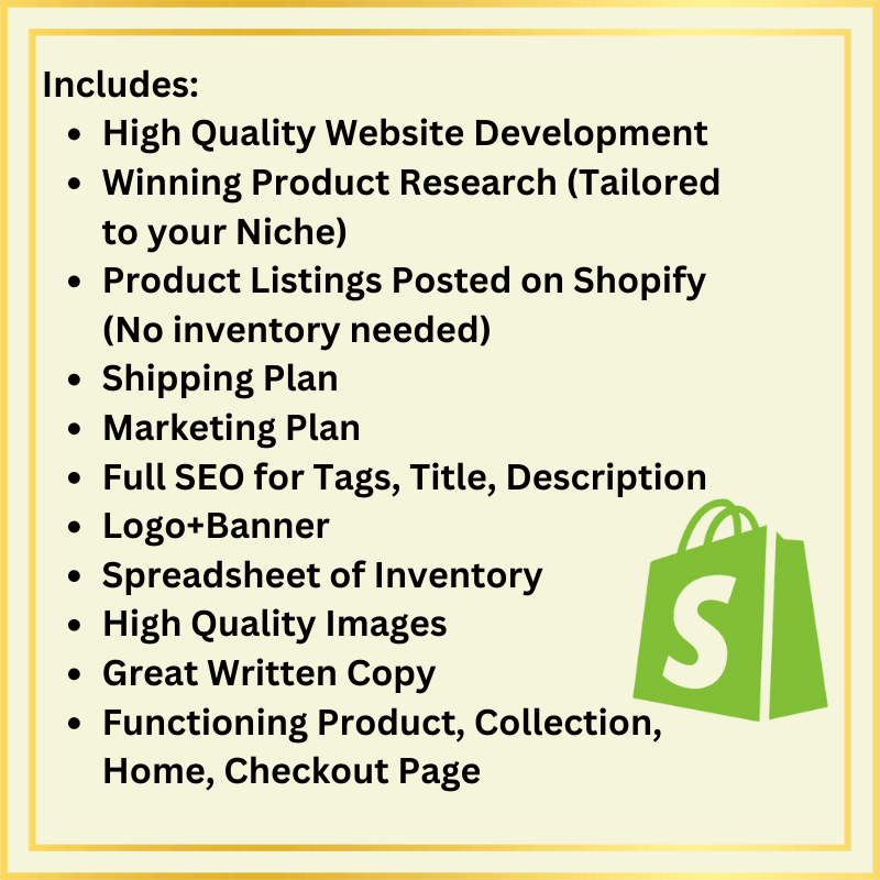 Full Website/Brand Development Shopify Package (Dropship Store)